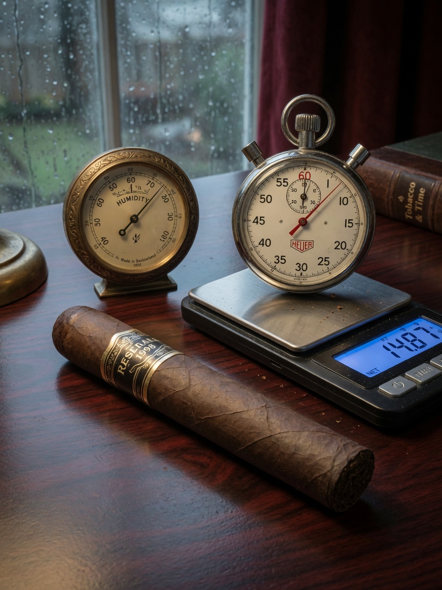 Precisely recording cigar weight changes with an electronic scale — the core early warning method for humidity management